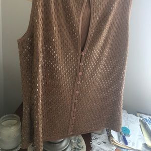 Camel , beaded ,sleeveless top. S-L